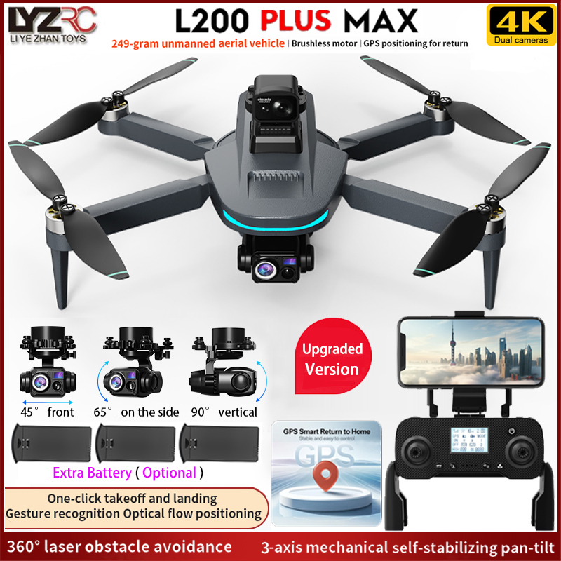 Fpv Brushless Rc Drone 4K - NEW L200 PLUS MAX GPS โดรน