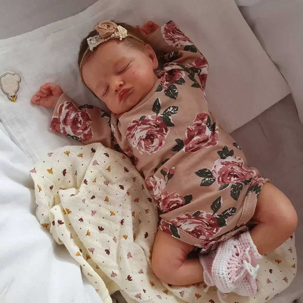 Reborn Baby Doll Silicone Realistic - ตุ๊กตาทารกแรกเกิดซิลิโคนไวนิลขนาด49ซม. ทำด้วยมือวาดเส้น3D เหมือนจริงพร้อมเส้นเลือดที่มองเห็นได้