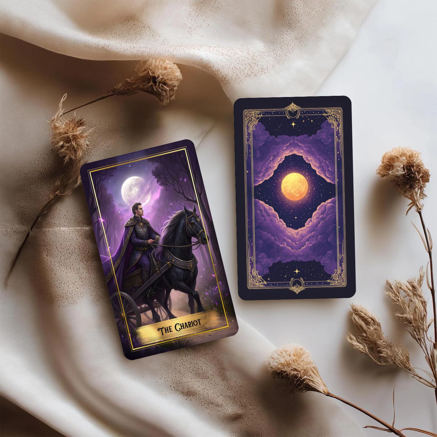 ชุดไพ่ทาโรต์มูนสีม่วงพร้อมคู่ม - Tarot Cards Deck With Guidebook บทวิจารณ์และราคา